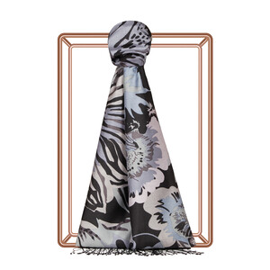 Black Nihavent Print Silk Scarf - Thumbnail