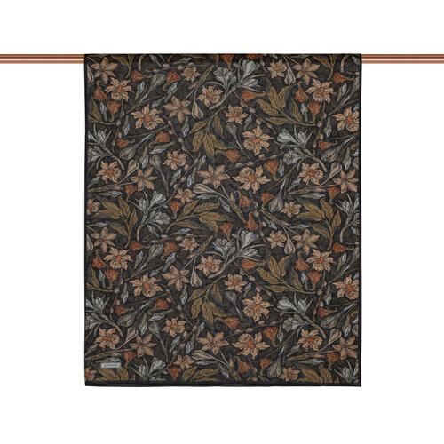 Black Orange Botanical Cotton Scarf