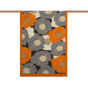 ipekevi - Black Orange Hydrangea Print Tencel Scarf (1)