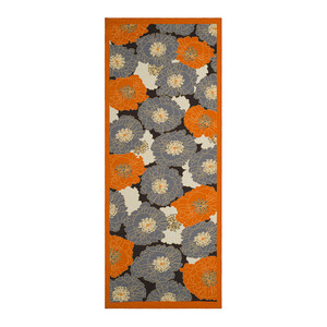 Black Orange Hydrangea Print Tencel Scarf - Thumbnail