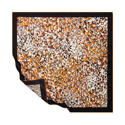 Black Orange Illusion Twill Silk Scarf