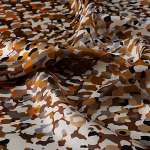 Black Orange Illusion Twill Silk Scarf - Thumbnail