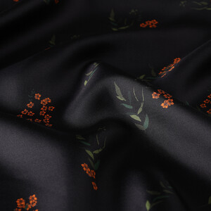 ipekevi - Black Orange Seed Twill Silk Scarf (1)