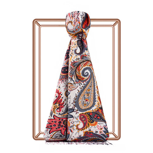 Black Paisley Print Silk Scarf