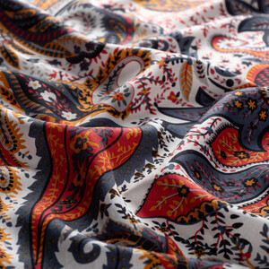 Black Paisley Print Silk Scarf - Thumbnail