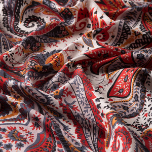 Black Paisley Print Silk Scarf - Thumbnail