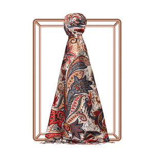 Black Paisley Print Silk Scarf - Thumbnail