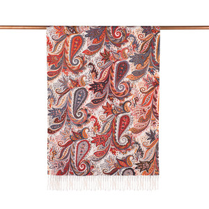 Black Paisley Print Silk Scarf - Thumbnail