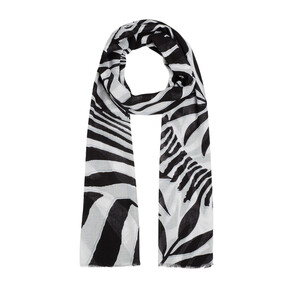 Black Palm Tree Print Modal Cotton Scarf - Thumbnail