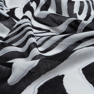 Black Palm Tree Print Modal Cotton Scarf - Thumbnail