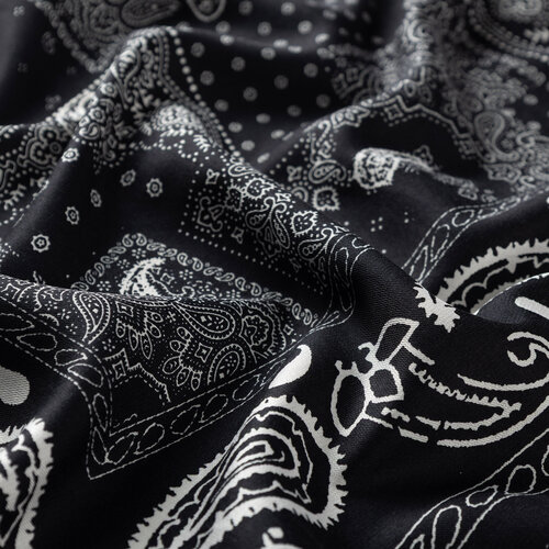 Black Patchwork Patterned Silk Scarf