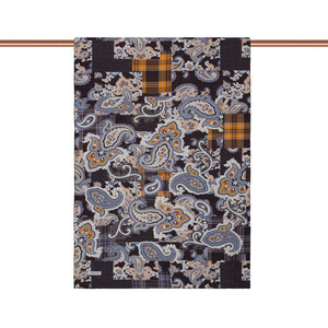 Black Patchwork Print Tencel Scarf - Thumbnail