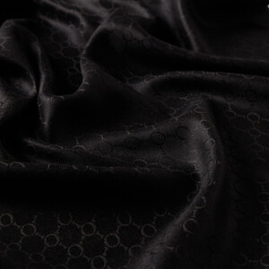 Black Patterned Silk Scarf - Thumbnail