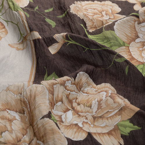 Black Peony Print Tencel Scarf