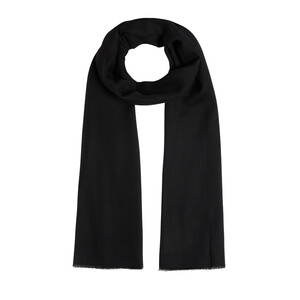 ipekevi - Black Plain Cotton Silk Scarf (1)