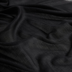 Black Plain Cotton Silk Scarf - Thumbnail