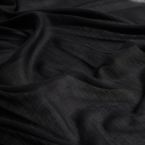 Black Plain Cotton Silk Scarf