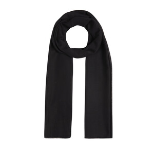 ipekevi - Black Plain Cotton Silk Scarf (1)