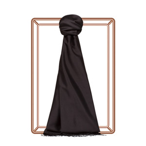 Black Plain Silk Scarf - Thumbnail