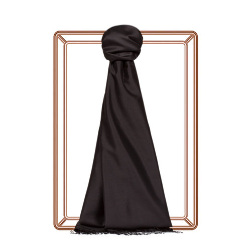 Black Plain Silk Scarf