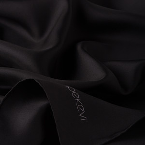 ipekevi - Black Plain Silk Twill Scarf (1)