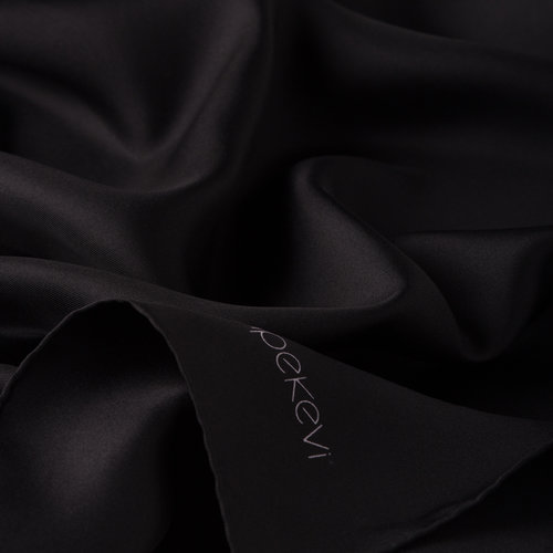 Black Plain Silk Twill Scarf