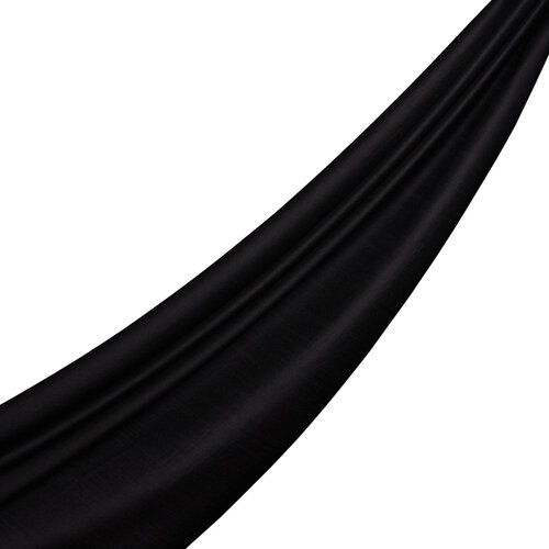 Black Plain Wool Silk Scarf