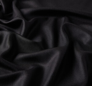 Black Plain Wool Silk Scarf - Thumbnail