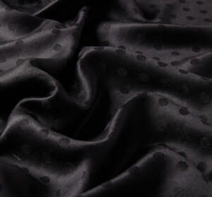 ipekevi - Black Polka Wool Silk Scarf (1)