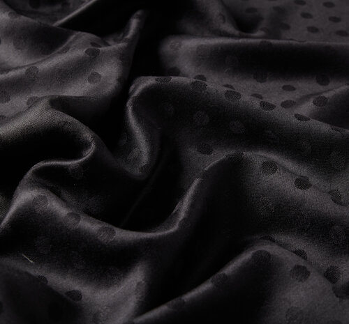 Black Polka Wool Silk Scarf