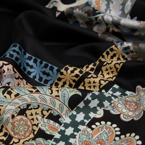 ipekevi - Black Princess Mikasa Twill Silk Scarf (1)