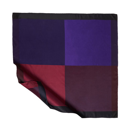 Black Purple Block Frame Silk Scarf