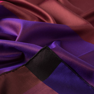 Black Purple Block Frame Silk Scarf - Thumbnail