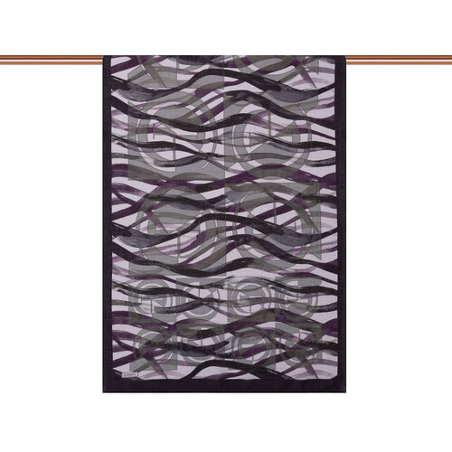 Black Purple Mono Wave Print Tencel Scarf