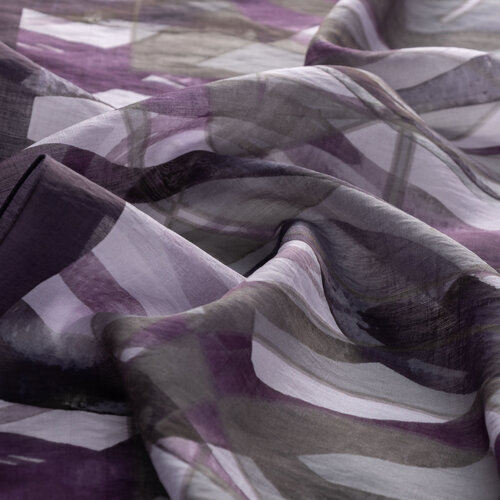 Black Purple Mono Wave Print Tencel Scarf