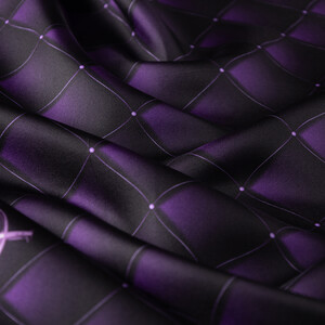 ipekevi - Black Purple Quilted Elegance Twill Silk Scarf (1)