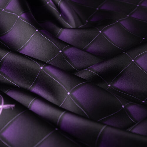 Black Purple Quilted Elegance Twill Silk Scarf