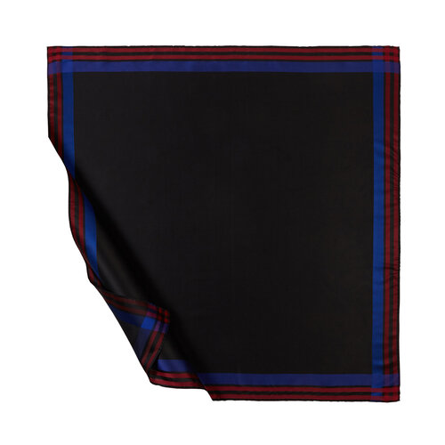Black Red Blue Frame Silk Scarf
