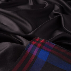 Black Red Blue Frame Silk Scarf - Thumbnail