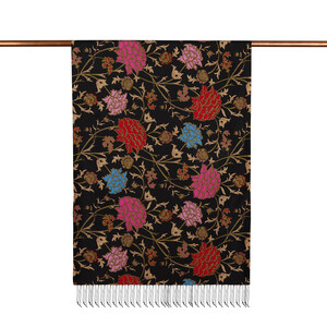 ipekevi - Black Red Lavinia Patterned Silk Scarf (1)