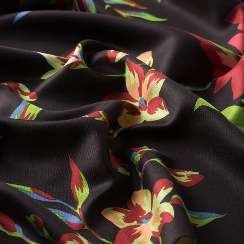 Black Red Queen of the Night Print Silk Scarf