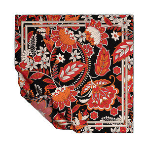 Black Red Rebel Ivy Twill Silk Scarf - Thumbnail