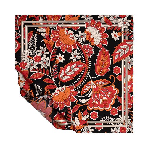 Black Red Rebel Ivy Twill Silk Scarf