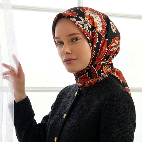 Black Red Rebel Ivy Twill Silk Scarf