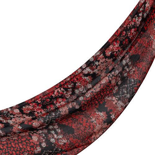 Black Rich Rose Cotton Scarf