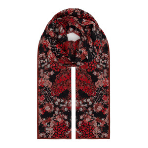 Black Rich Rose Cotton Scarf - Thumbnail