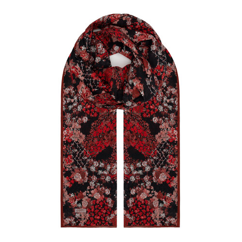 Black Rich Rose Cotton Scarf