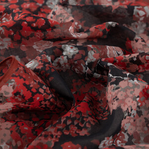 Black Rich Rose Cotton Scarf - Thumbnail