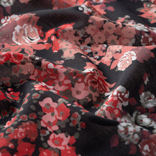 Black Rich Rose Cotton Scarf