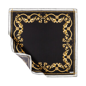 Black Rococo Silk Twill Scarf Model 02 - Thumbnail